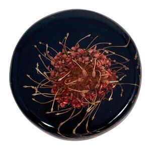 Vintage MCM Wild Thistle Flower Acrylic Resin Paperweight Handmade In Zimbabwe